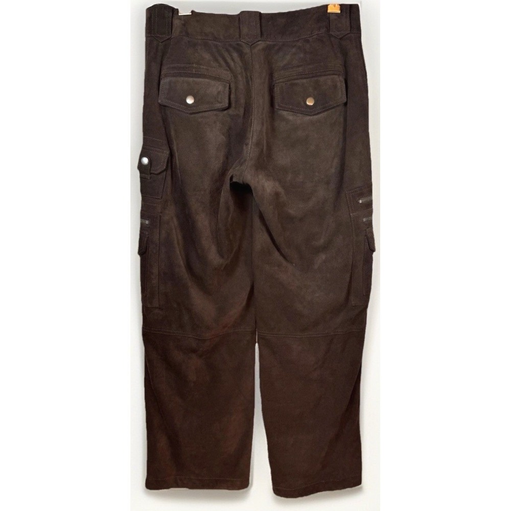 Sundance Pants Women's 6 Genuine Leather‎ Cargo Brown Zippers Pockets Biker Moto - Picture 4 of 16